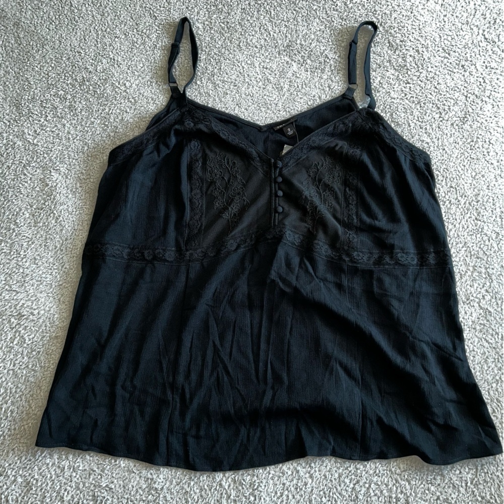 Torrid Black Lace Detail Tank Top